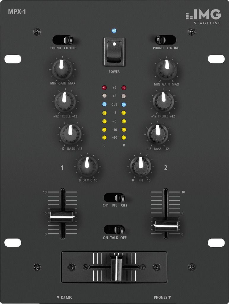 Mesa de mezclas estéreo DJ 2 canales. Mod. MPX-1/BK