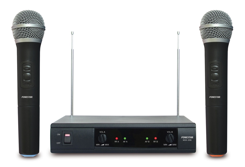 Doble micrófono inalámbrico de mano VHF. Mod. MSH-206