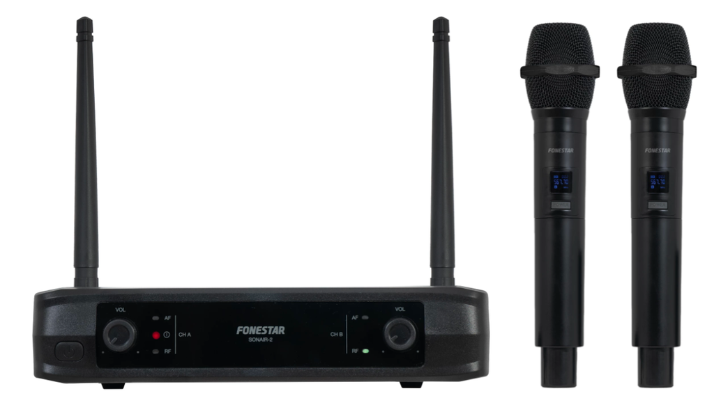 [SONAIRMFON] Doble micrófono inalámbrico de mano UHF. Mod. SONAIR-M