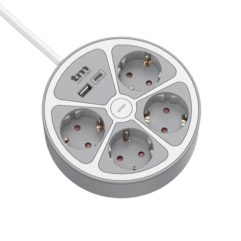Base múltiple 4 tomas + USB + USB C 12W 1.5 metros. Mod. TMUAD554CB