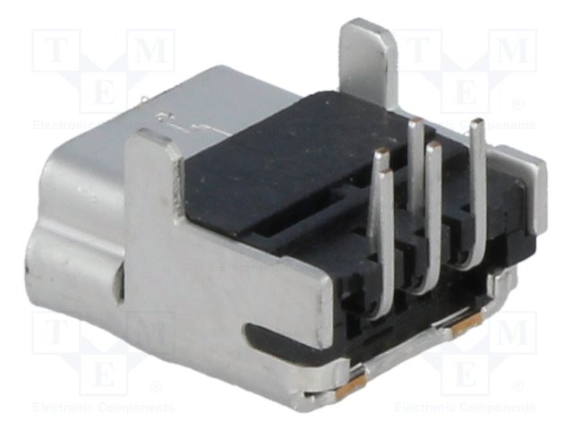 Conector hembra USB B mini PCB THT 5pin 90°. Mod. 54819-0519