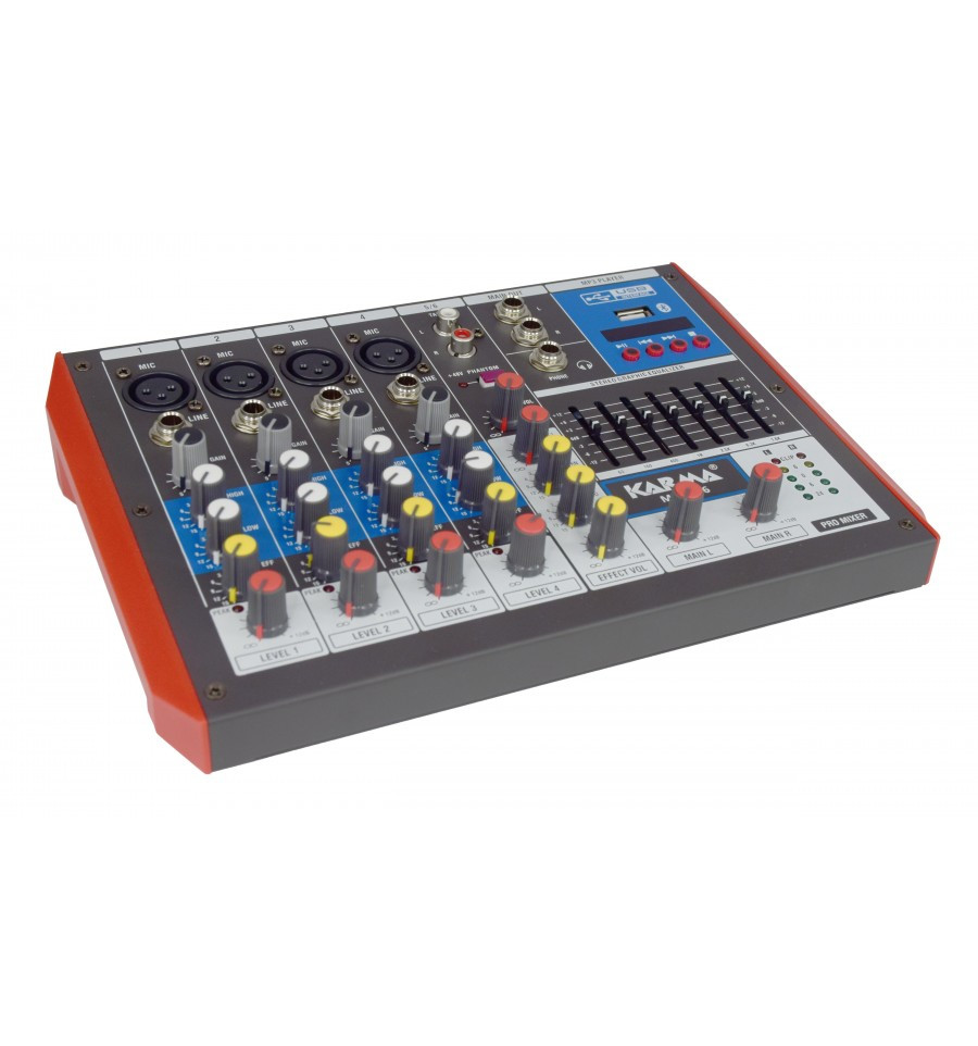 Mesa de mezcla 6 canales USB Bluetooth Karma. Mod. MXM06