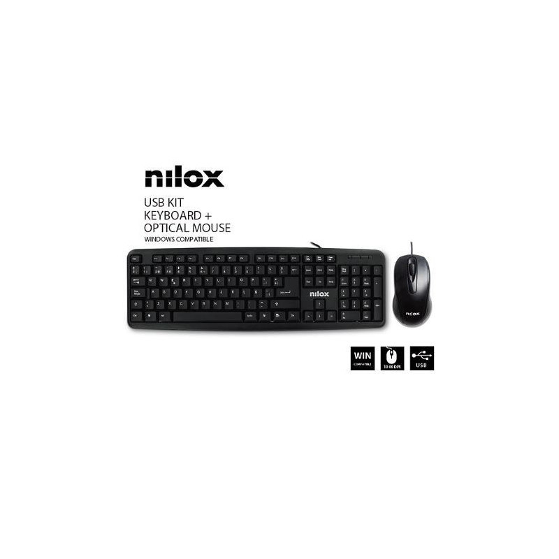 Combo teclado y ratón alámbrico Nilox. Mod. NXKME000003
