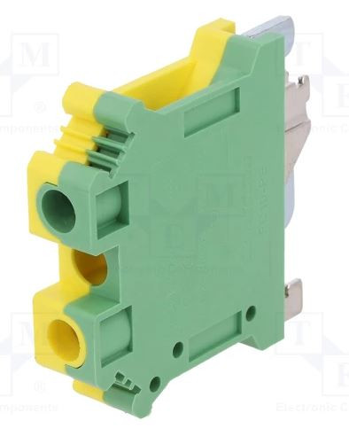 Borna tierra carril DIN 10.0mm2 amarillo verde. Mod. PC-10-PE