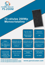 Panel Solar 200W/24V monocristalino. Mod. PC200