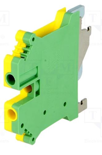 Borna tierra carril DIN 4.0mm2 amarillo verde. Mod. PC-4-PE