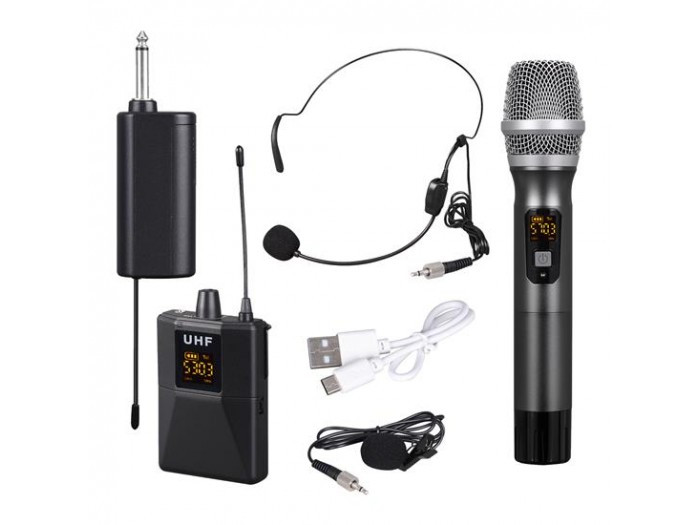 Pack 2 micrófonos  Mano y diadema inalámbricos UHF Pyle. Mod. PDWMU114