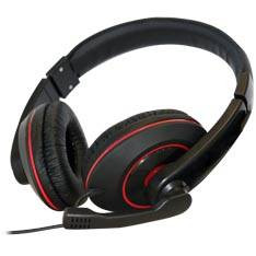 Auriculares c/ microfono Phoenix talk and play tipo gaming negro y rojo. Mod. PHTALKANDPLAY