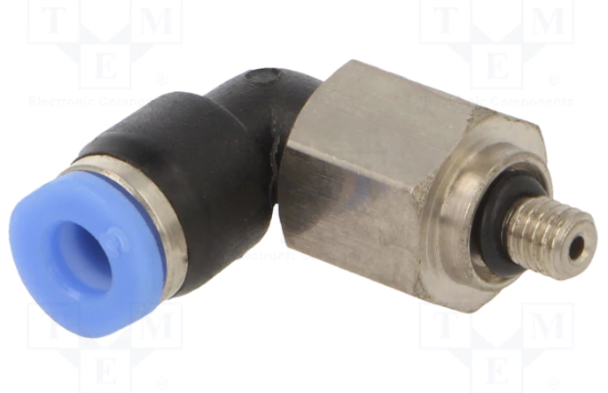Adaptador angular M3 -0,95÷10bar 0÷60°C. Mod. PL-33