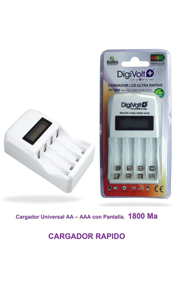 Cargador baterías rápido AA/AAA Digivolt. Mod. QC-2406