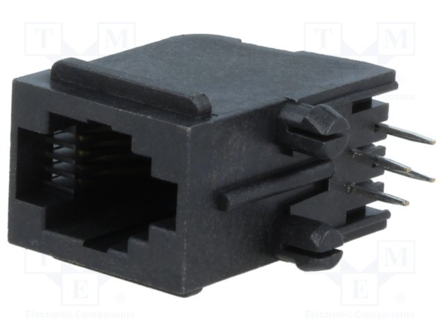 Conector hembra RJ9 4p4c THT. Mod. RJJU-44-143-E7V-011