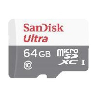 Tarjeta memoria micro SD 64GB SANDISK CLASE 10 SDHC + ADAPTADOR. Mod. SDSQUNS-064G-GN3MA