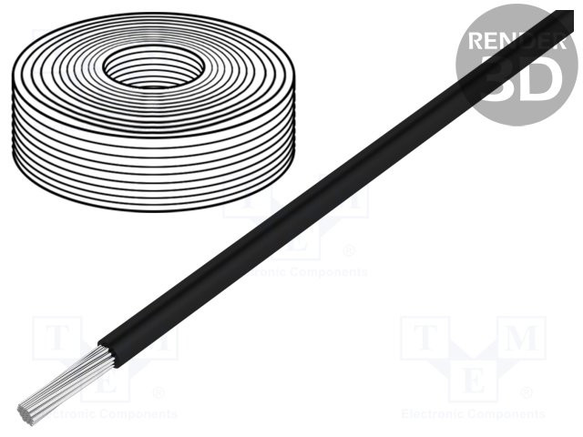 Cable SiF cuerda Cu 1,5mm2 silicona negro -60÷180°C 500V. Mod. SIF1.50-B