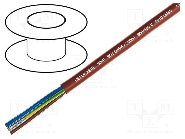 Cable SIHF Cu 5G1mm2 silicona marrón Helukabel. Mod. 23010