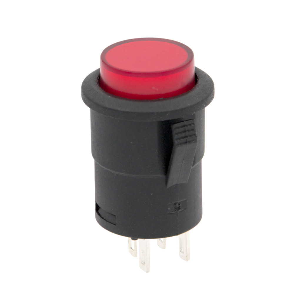 [4417R] nterruptor Redondo de 15mm de Diámetro con LED Rojo - SPST OFF-ON para Panel. Mod. 4417R