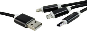 Conexión USB 2.0 a USB-C + Micro USB + Lighting macho. Mod. 105515016