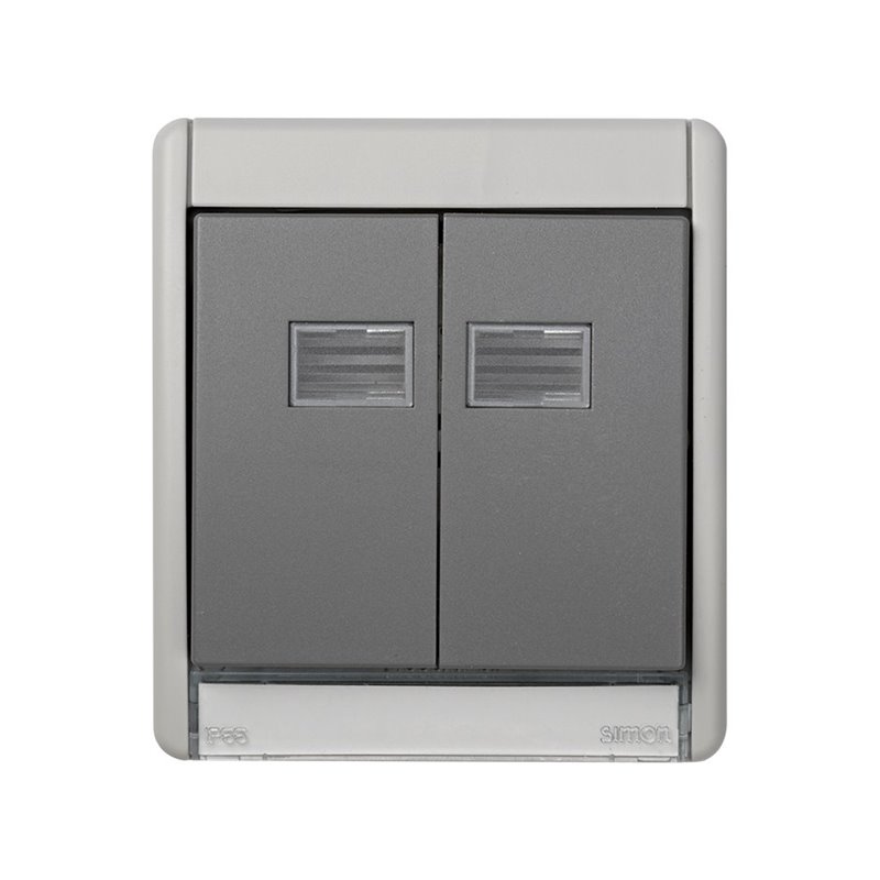 Tecla doble para mecanismos empotrar Simon 44 Aqua. Mod. 4400026-035