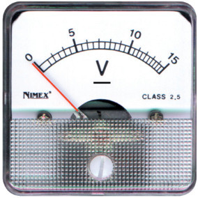 Voltímetro analógico panel 0 a 15 V DC. 44x44. Nimex.