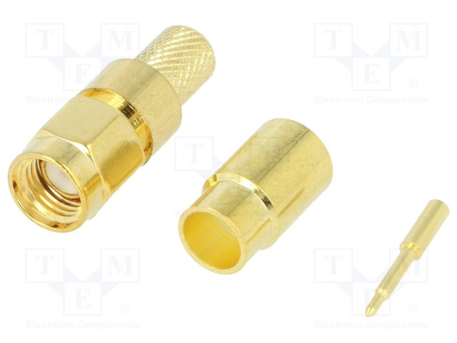 Enchufe SMA macho recto H155 crimpados para conducto dorado. Mod. SMA-11