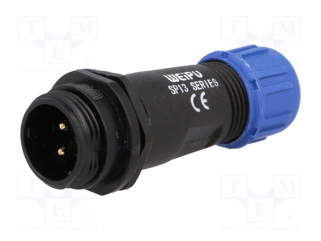 Conector macho SP13 2 PIN IP68 13A soldar 250V. Mod. SP1311/P2