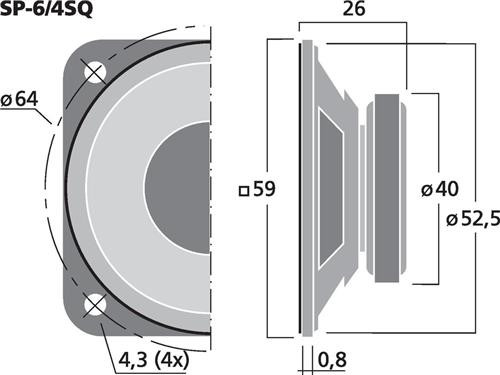 Altavoz universal 2" 3 W 4 O. Mod. SP-6/4SQ