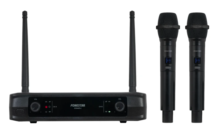 [SONAIR2MFON] Micrófono de mano inalámbrico doble UHF Fonestar. Mod. SONAIR-2M
