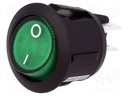 Interruptor redondo verde OFF-ON 10A 250VAC. Mod. R13244B02G