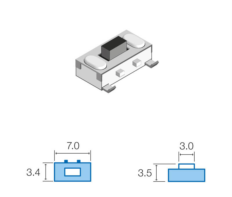 Pulsador de tacto SMD 3,4x7,0mm. Mod. SW029