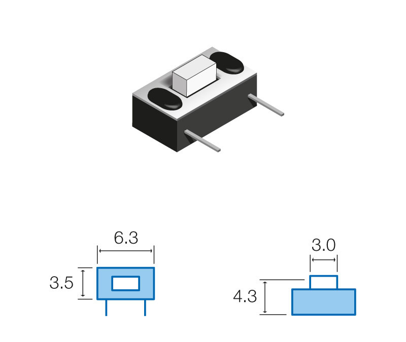 Pulsador de tacto horizontal 6,3x3,5mm. Mod. SW045