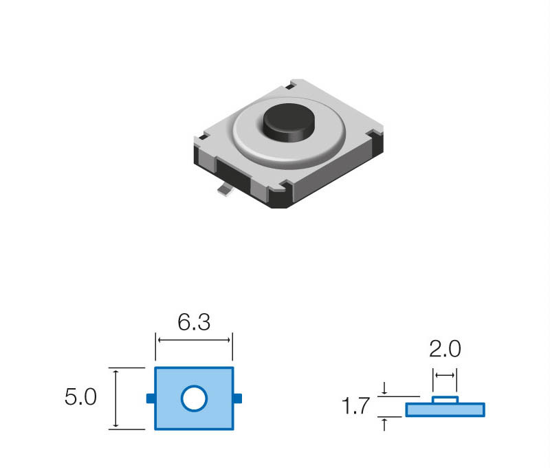 Pulsador de tacto SMD NC 5,0x6,3mm. Mod. SW048