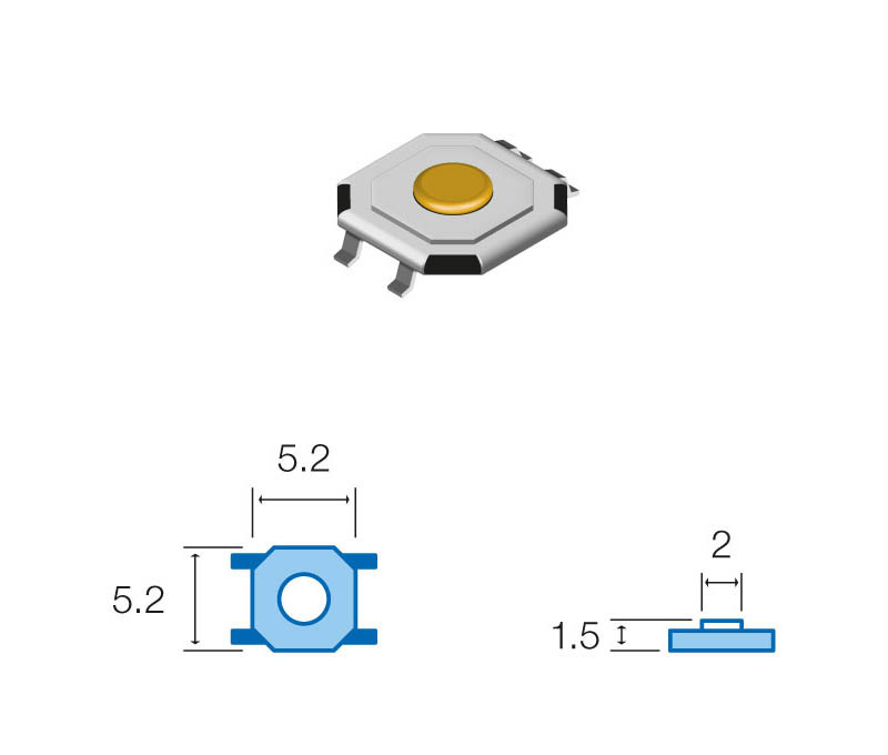 [SKQGABE010] Pulsador de tacto SMD 5.2x5.2mm Mod. SW053