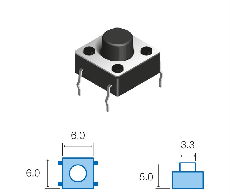 [11522B] Pulsador de tacto vertical 6x6x5mm. Mod. SW060