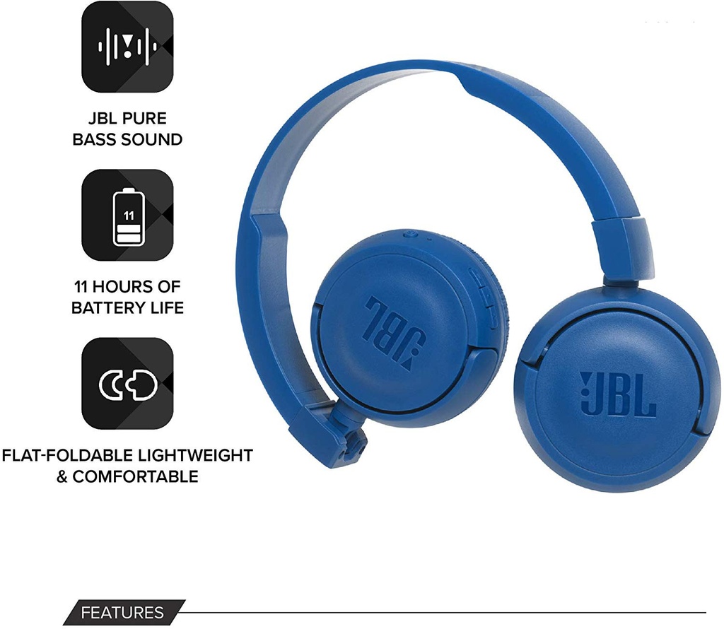 Auriculares diadema Bluetooth 4.0 azul JBL. Mod. T450 BT