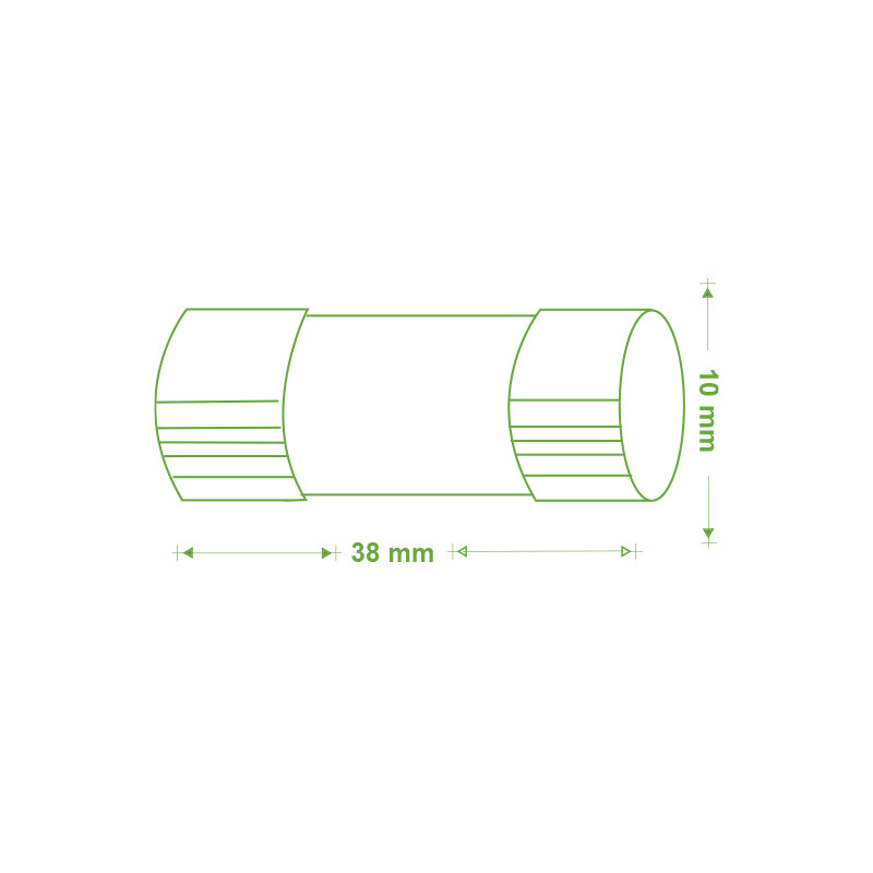 Fusible cerámico fotovoltaica 10x38mm 25A 1000VDC. Mod. F10D25