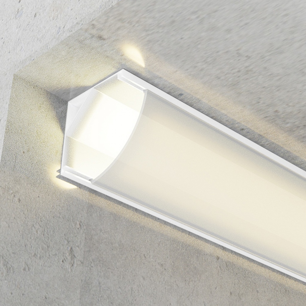 Perfil de aluminio esquina tira led 2 metros BLANCO 12V/24V. Mod. LM3742