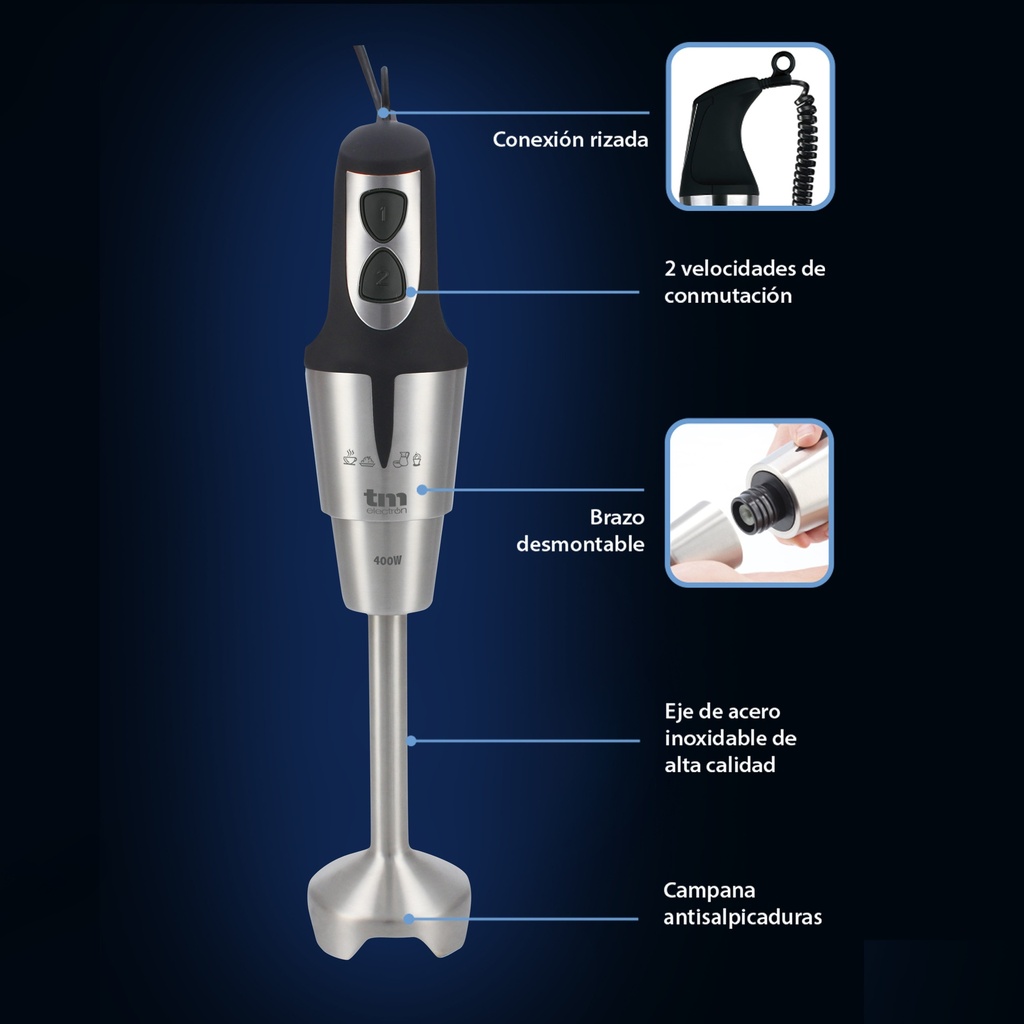 [TMPBA008] Batidora de mano 650W con vaso TMElectron. Mod. TMPBA008