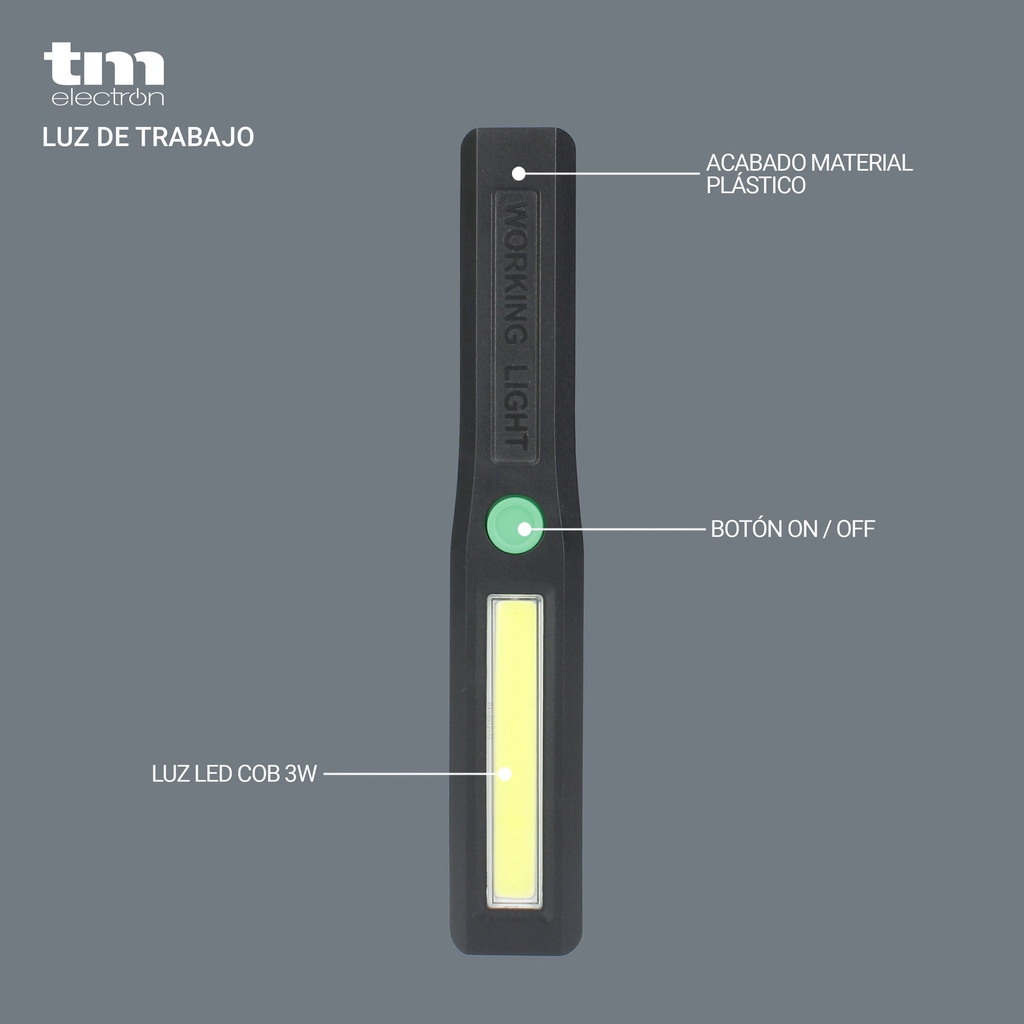 Linterna portátil 3W cob LED Tm Electron. Mod. TMTOR032