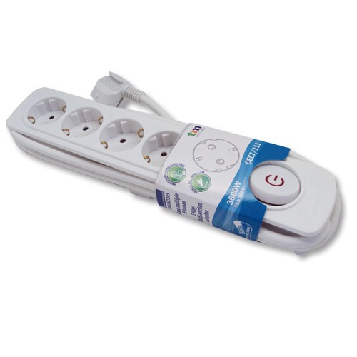Regleta de alimentación 5 tomas con interruptor. Mod. TMUAD205WH