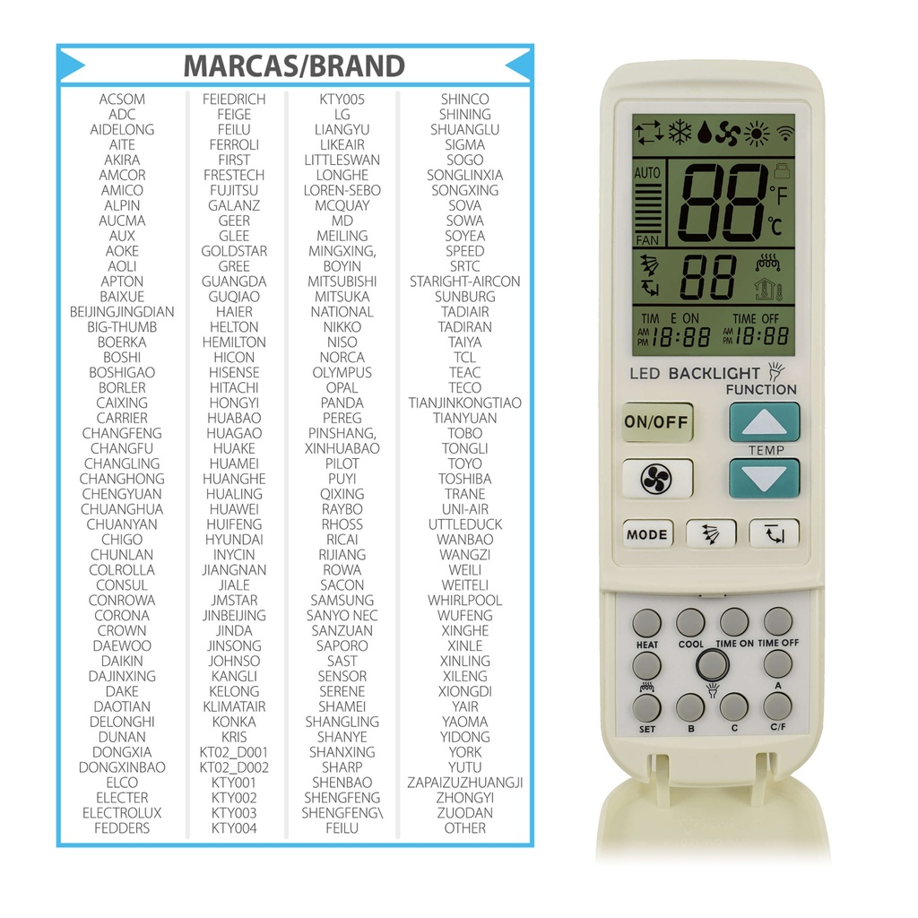 [TMURC200FSK] Mando a distancia universal de aire acondicionado TM. Mod. TMURC200