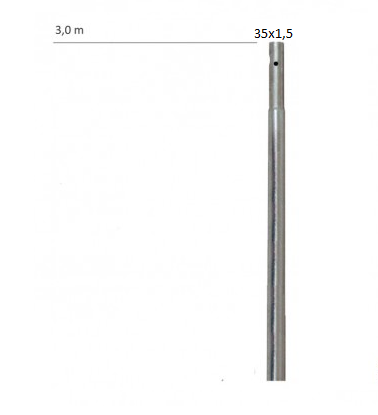 Mástil galvanizado enchufable 3000X35X1.5 mm. Mod. TP01310