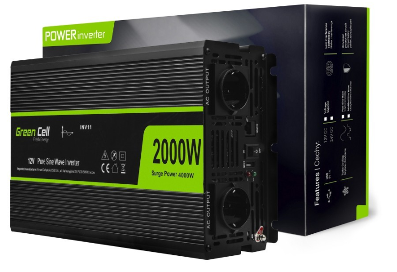 [GCINV11TME] Inversor de corriente 12V a 230V onda pura 2000W. Mod. GC-INV11