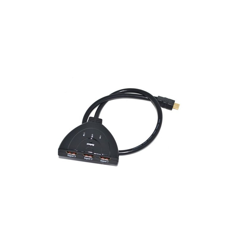 ADAPTADOR TRIPLE HDMI HEMBRA ENTRADA CONMUTABLE A HDMI MACHO SALIDA CABLE 50cm. Mod. 1860A