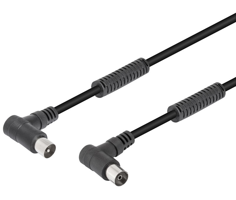 CABLE DE ANTENA TV MACHO - HEMBRA ACODADOS Y FERRITAS 2.5M. Mod. CTA25NF