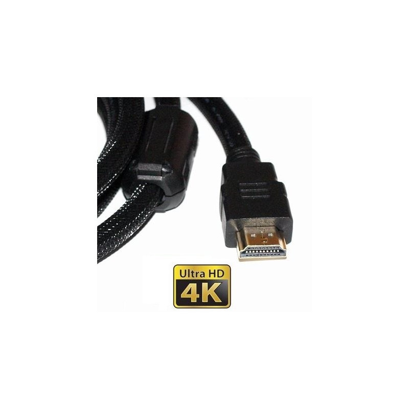 CONEXIÓN HDMI MACHO A HDMI MACHO 4K CABLE DE NYLON CON FILTROS ANTIPARASITARIOS V2.0 1,5m. Mod. TV40-00047