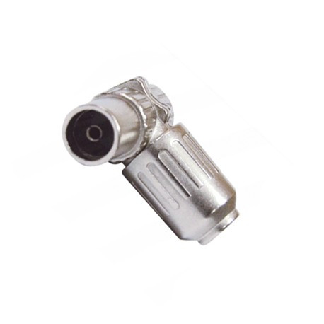 CONECTOR METALICO BLINDADO TV HEMBRA AEREO ACODADO. MOD. 05-10270/MT