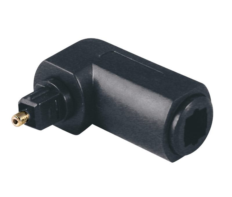 Conector acodado fibra óptica audio Toslink Macho hembra. Mod. CON264