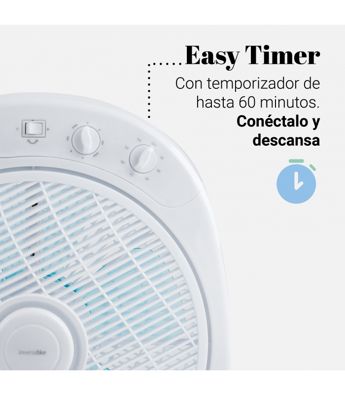 Ventilador box fan 50W blanco Universal Blue. Mod. ASTÚN 3050