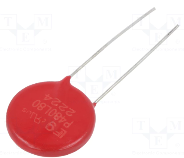 Varistor de metal-óxido THT 480VAC 640VDC 730V 6.5kA. Mod. V480LA80BP