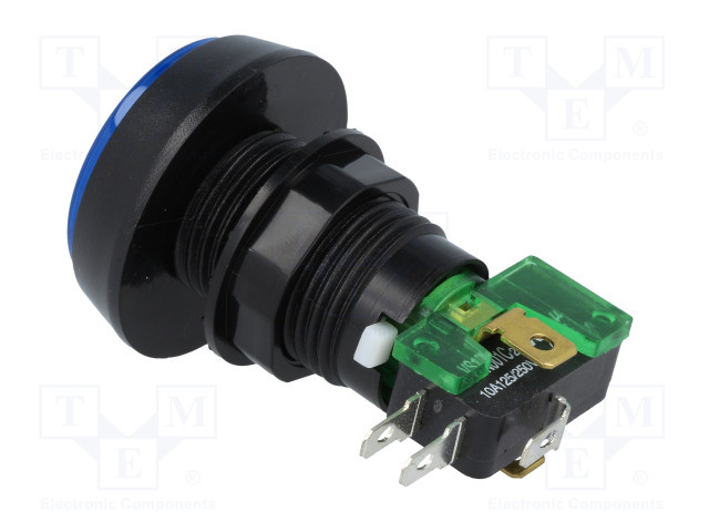 [VAQ91024BTME] Pulsador tipo seta azul 10A 250VCA ON-(ON). Mod. VAQ-9-10-24-B