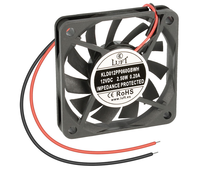 Ventilador rodamiento de bolas 12VCC 60x60x10. Mod. VEN008